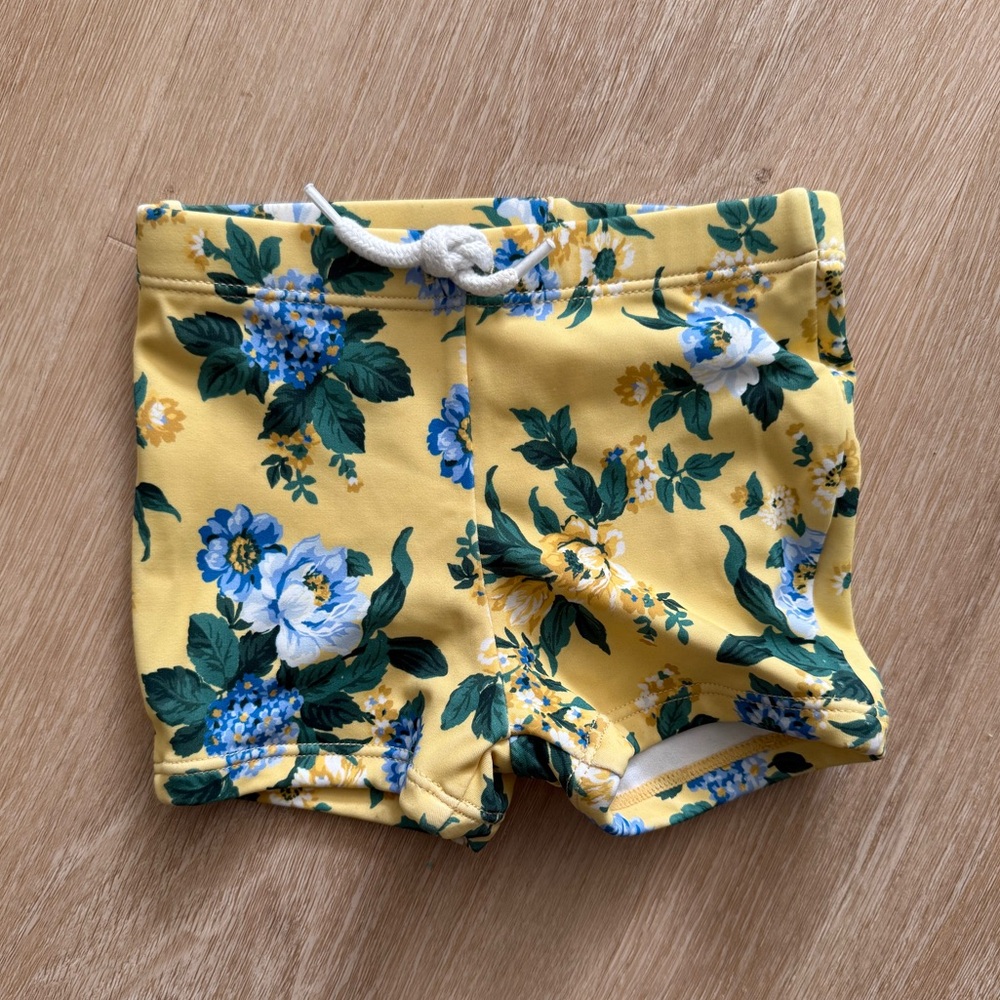 Janie and Jack floral swim trunks